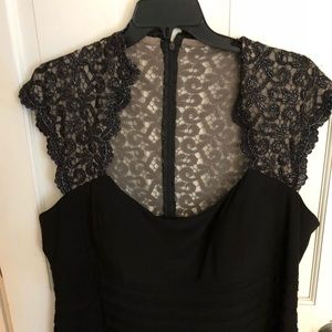 Black Lace shoulder and back cocktail dress